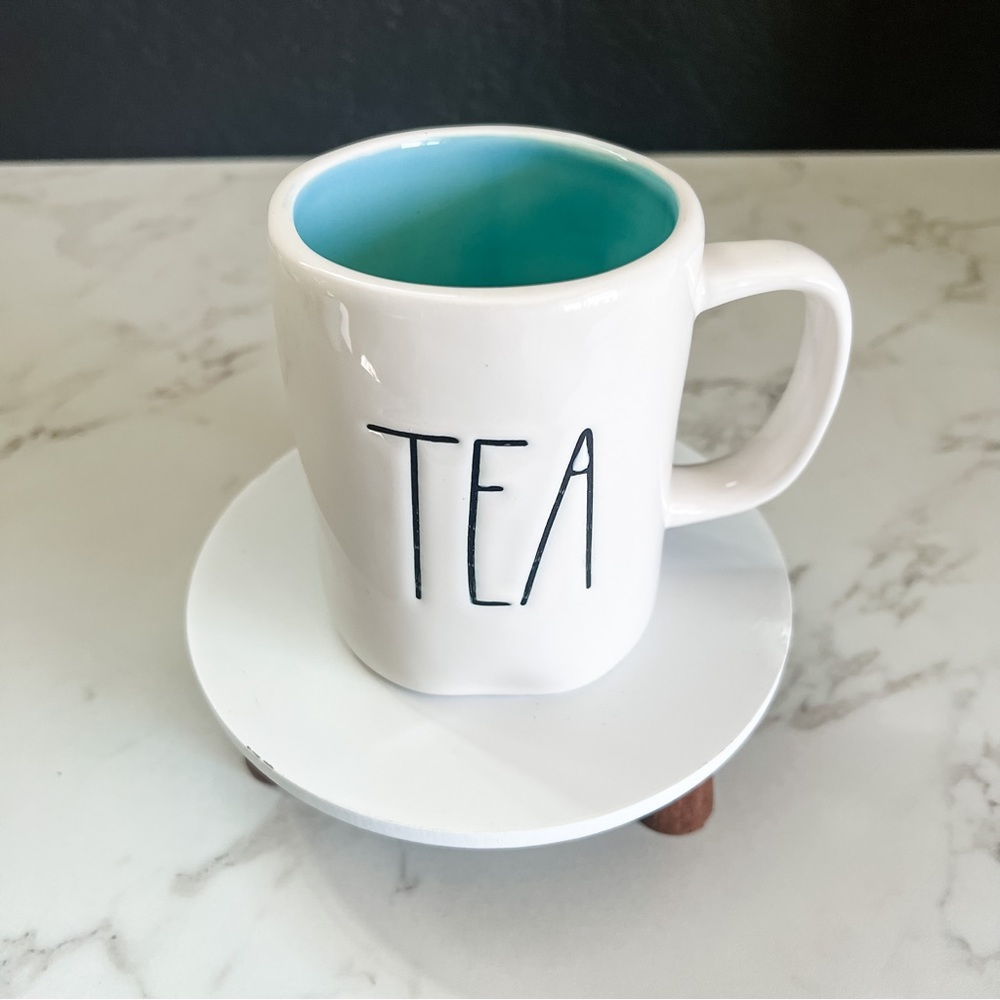 Rae Dunn Artisan Collection by Magenta TEA Mug with teal/aqua blue inside - 2018
